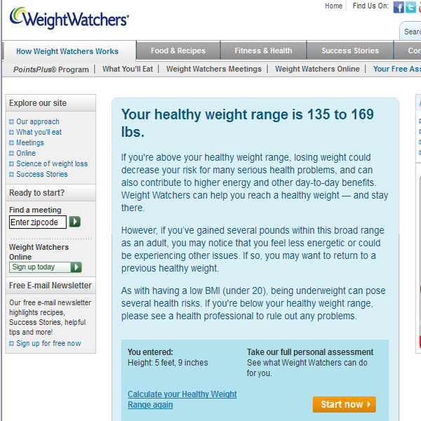 Weight Watchers Goal Weight Chart - New Weight Watchers Freestyle Plan And ...